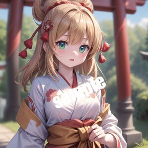 【高画質 MI2】AI巫女美少女 イラスト A4サイズ ポスター【まとめ買い歓迎】