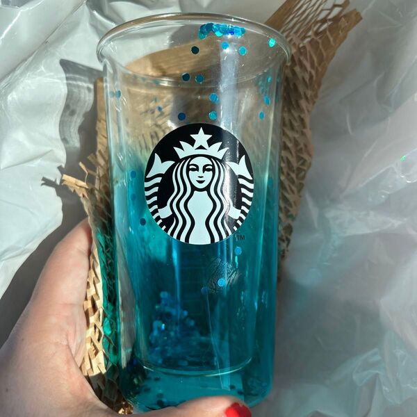 スターバックス ダブルウォール耐熱グラス ターコイズ グラデーション 355ml