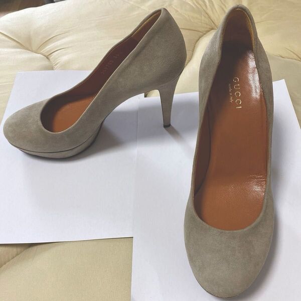 GUCCI スエード パンプス グレー 23.5㎝ 新品 ヒール高さ10.5㎝