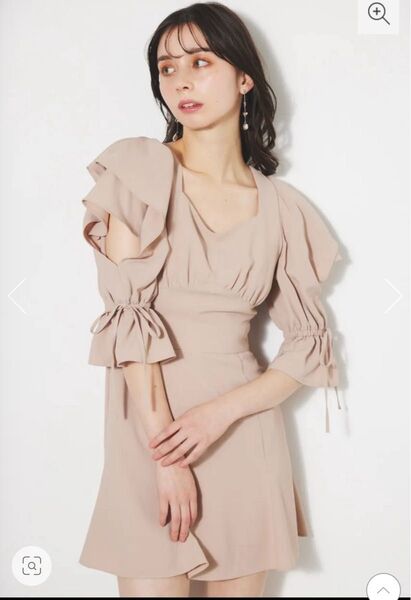 rienda ワンピース ベージュ ミニ丈 ショルダーフリル