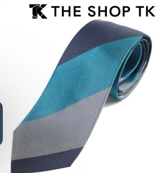 新品 タケオキクチ THE SHOP TK シルク絹100%ネクタイ ブルー ストライプ