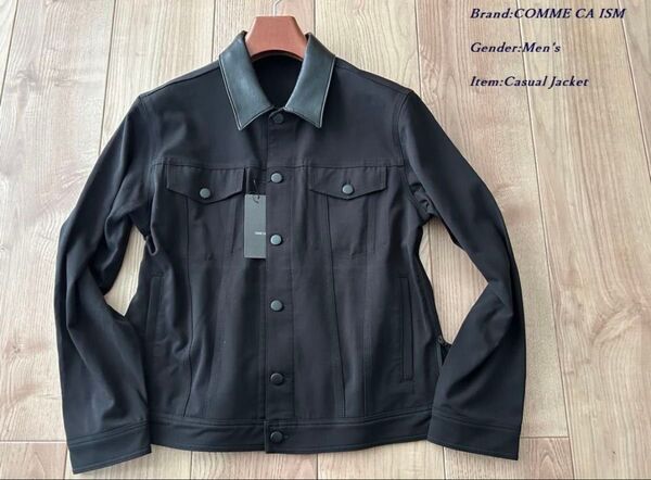 新品 COMME CA ISM MEN コムサイズム メン デニム風 ストレッチジャケット ブラック Sサイズ 定価9,800円