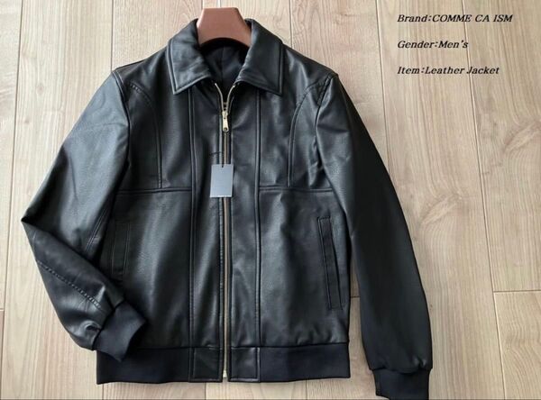 新品 COMME CA ISM MEN コムサイズム エコレザー ライダースジャケット ブラック Sサイズ 定価39,800円