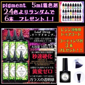 屋外イベントでも黄変ゼロ LED速乾レジン液100g 6本 リーフドロップ