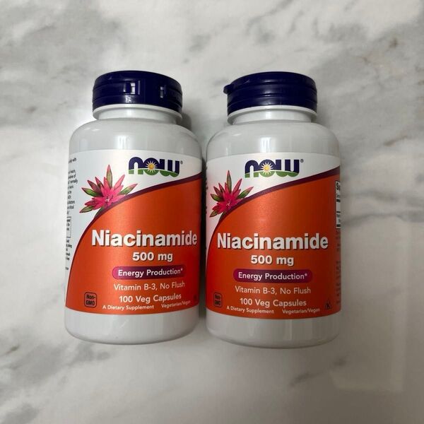 NOW Foods ナイアシンアミド 500mg 100粒 2個セット 期限2028年6月