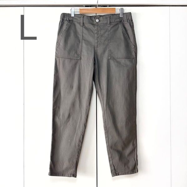 クロップドパンツ レディース ストレッチパンツ アンクル丈パンツ カーキ