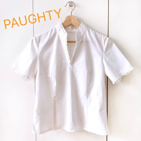 PAUGHTY ポーティ 半袖シャツ ブラウス スキッパーシャツ Vネック 東京スタイル