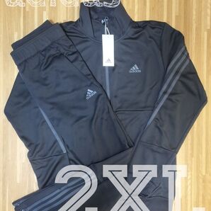 新品◆アディダス ジャージ上下 2XL adidas ブラック グレーライン