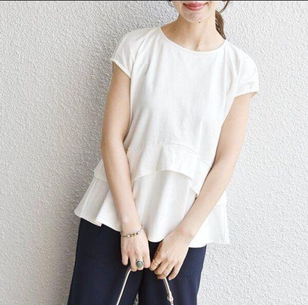 新品!SHIPS any ペプラム フリル Tシャツ