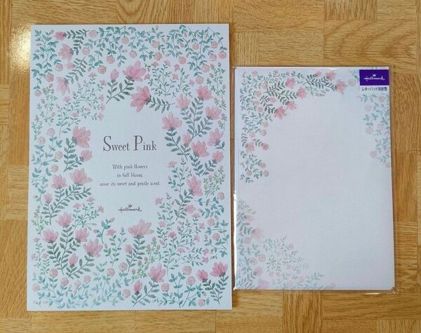Hallmark レターセット Sweet Pink 花柄 ピンク 未使用 エンボス加工 便箋 風景
