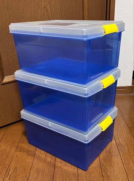 コミック 単行本用 収納ケース 収納ボックス 3個セット 美品 フタ付き プラスチック製 クリアブルー