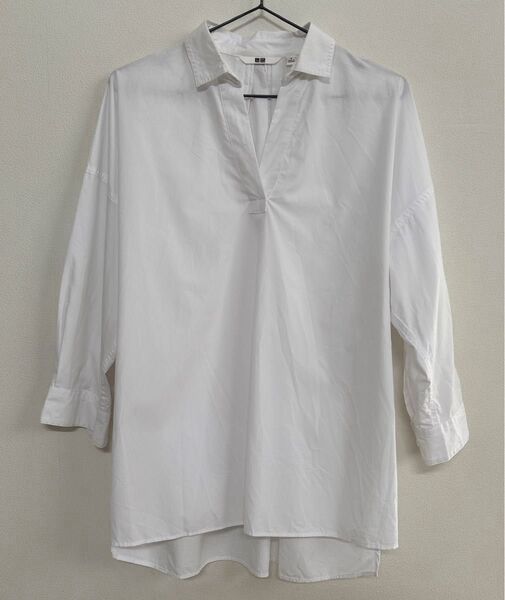 UNIQLO コットンリラックススキッパーシャツ 七分袖 スキッパーシャツ シャツ S サイズ