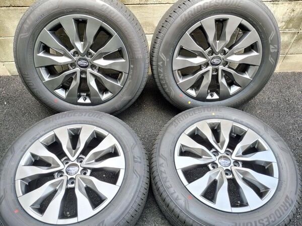 新車外し タイヤホイール4本セット アウトバック BT5最終型 ENKEI純正ホイール ブリヂストン アレンザ 225/60R18