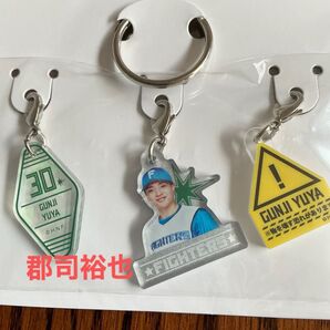 ファイターズ 推しアイテム チャーム3個セット 郡司裕也30 キーチェーン 、キーホルダー 新品未開封