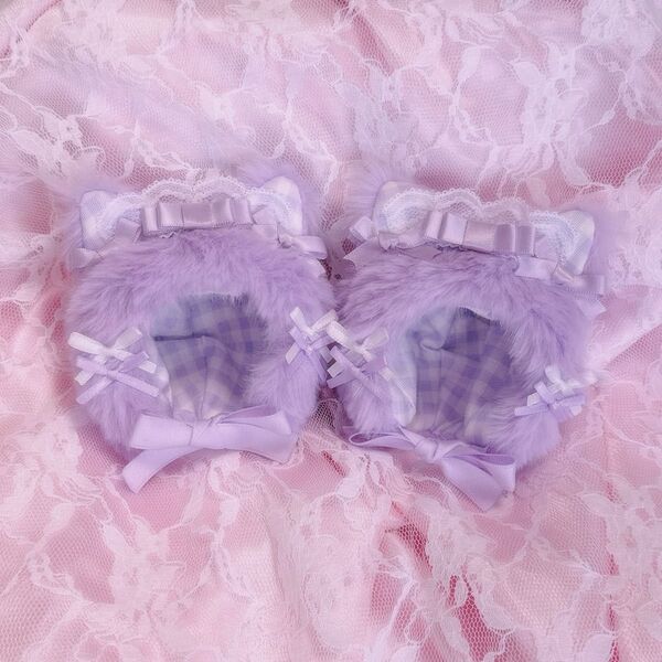 NyanNyan neko maid ぬい服 被り物 着ぐるみ にじぱぺっと おまんじゅう 10cm purple