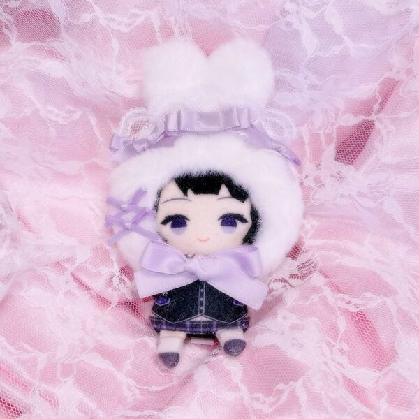 PyonPyon usa maid ぬい服 被り物 着ぐるみ にじぱぺっと おまんじゅう 10cm white×purple