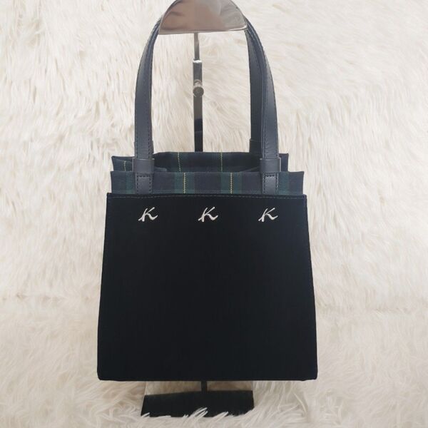 【美品】キタムラ ハンドバック チェック柄 リバーシブル スクエア
