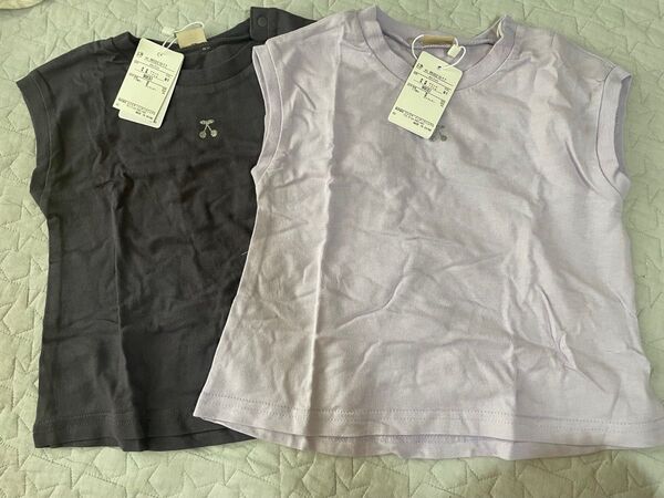 未使用 プティマイン Tシャツ ノースリーブ カットソー トップス タンクトップ 90