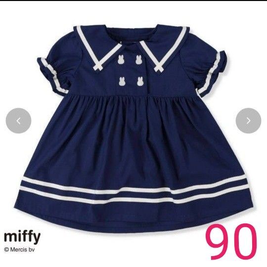 【新品 未使用 タグ付】ミッフィー miffy しまむら バースデイ 女の子 ワンピース セーラー 90 半袖 ネイビー 紺