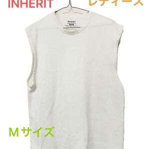 INHERIT ノースリーブ カットソー Mサイズ ホワイト