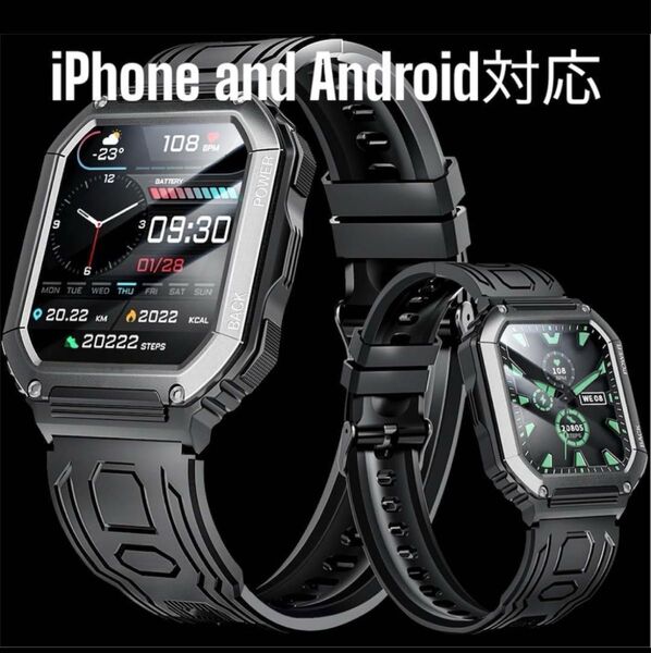 耐衝撃 キズ防止 防水 Bluetooth通話機能 スマートウォッチ IP68防水