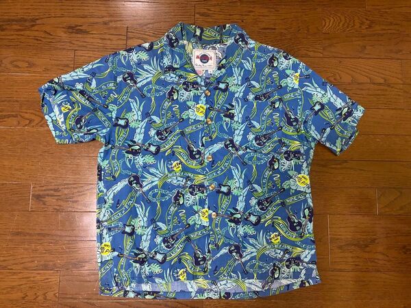HARD ROCK Cafe ハードロックカフェ ギター総柄シャツ 開襟アロハシャツ USA製 90's