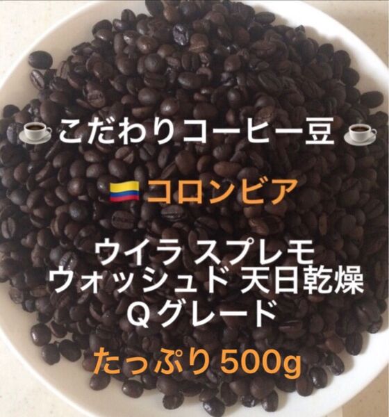 こだわりコーヒー豆 コロンビア ウイラスプレモ Qグレード たっぷり500g 中深煎り 自家焙煎珈琲 ウォッシュド ニュークロップ