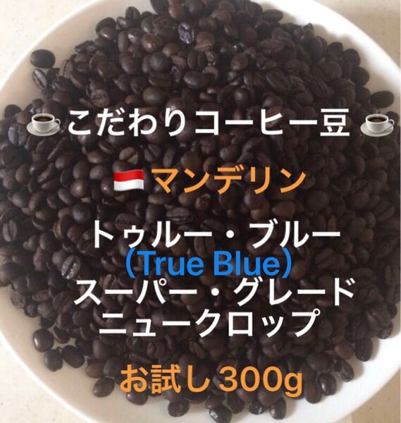こだわりコーヒー豆 マンデリン トゥルー・ブルー お試し300g 中深煎り 自家焙煎 スーパー・グレード ニュークロップ