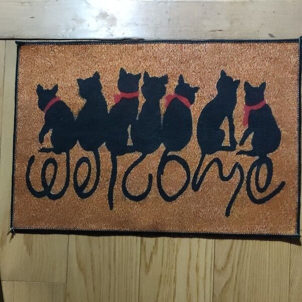 玄関マット 黒猫 welcome インテリア