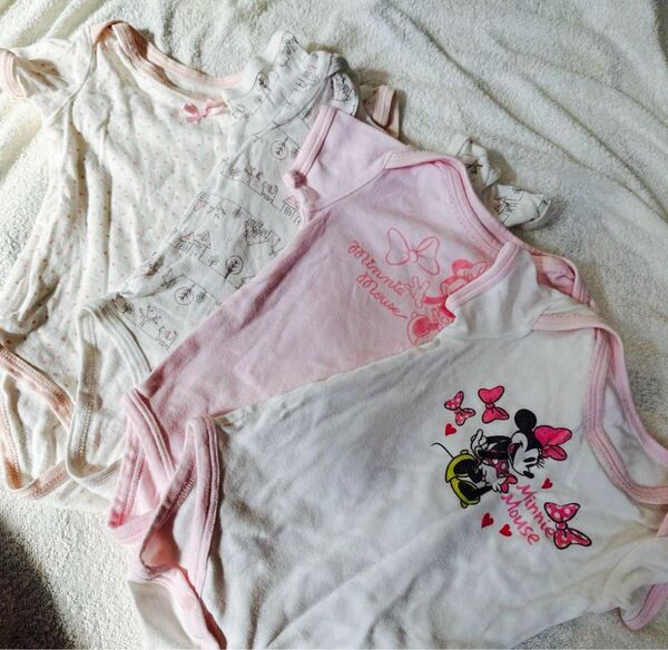 ベビー ロンパース 肌着 女の子 セット 4枚 まとめ売り ベビー肌着 ベビーインナー 半袖 ディズニー ミニー 西松屋