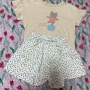 キッズ 半袖パジャマ トップス 半袖 パジャマ 上下セット ダルメシアン柄 くまさんプリント 半袖Tシャツ 100サイズ