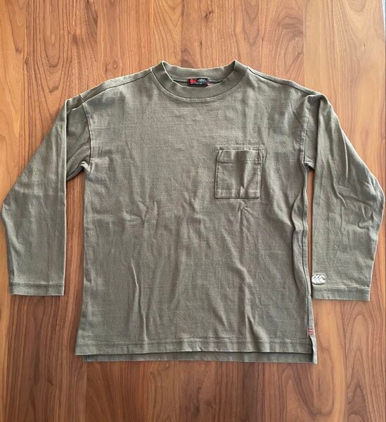 CANTERBURY カンタベリー 長袖Tシャツ カーキ サイドスリット メンズXS
