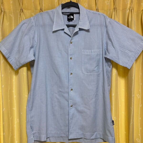 ノースフェイス S/S Fabric Mix Shirt ファブリックミックスシャツ 半袖 ストライプ メンズ Lサイズ