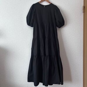 黒ワンピース 綿100% ナチュラルワンピース