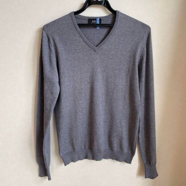 a.p.c アーペーセー セーター Vネック グレー 長袖 カシミヤ100 ニット