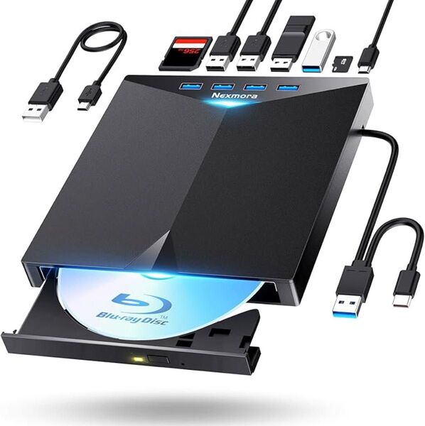 ブルーレイ ドライブ 外付け USB3.0&Type-C両接続 薄型 Blu-ray プレーヤー