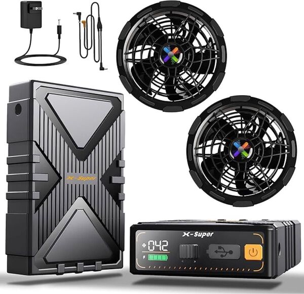 42V ファンバッテリーセット 省エネ PSE認証 耐水防塵 作業服専用 熱中症対策 屋外 農業 釣り 直径9cmファンホール対応