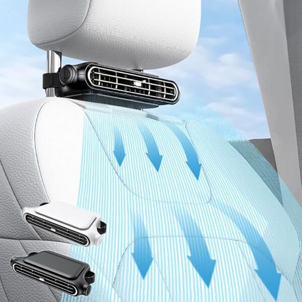 車載扇風機 座席ファン ヘッドレスト 車用扇風機 USB充電 3階段風量調節 後部座席 ヘッドレスト 車中泊 カー用品 ブラック