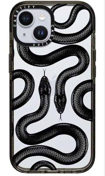 CASETiFY インパクト iPhone 15 ケース Black Kingsnake クリア ブラック ワイヤレス充電 Qi