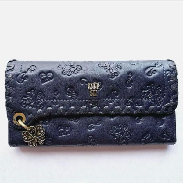 アナスイ ANNA SUI ダリア 外口金 がま口長財布 ネイビー 紺色