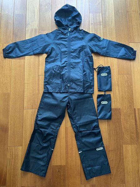 OUTDOOR レインウェア 上下セット 140cm キッズ ポーチ付き 遠足 移動教室