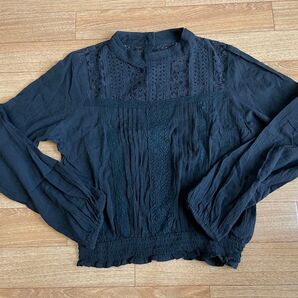 Ray Cassin レイカズン レーストップスシャツ 黒 長袖