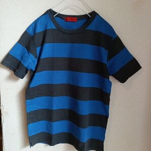 SUPER HAKKA 青黒ストライプ 半袖Tシャツ