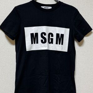 MSGM 定番ボックスロゴTシャツ ブラック×ホワイト レディース サイズXS