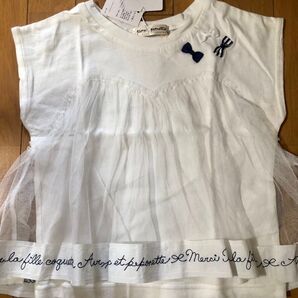 pom ponette 新品タグ付きチュール刺繍付きTシャツ130