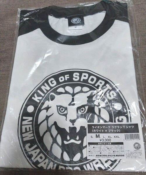 ★新品未使用 未開封 新日本プロレス ライオンマーク クラシックロゴ ラグランTシャツ Mサイズ★