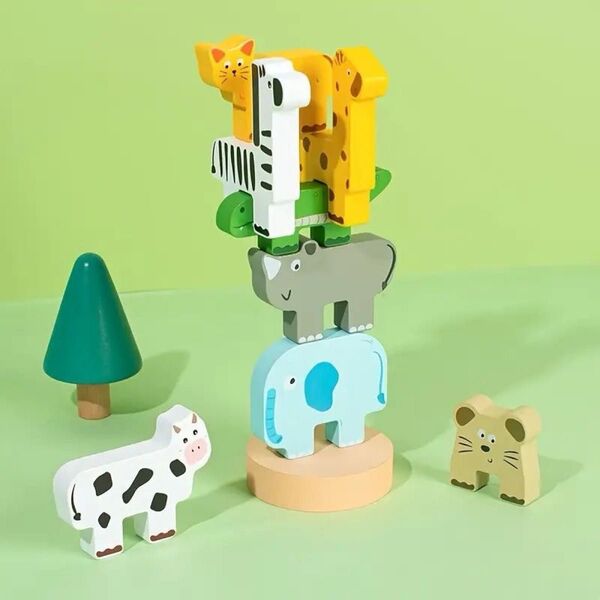 動物 積み木 バランスゲーム アニマルブロック スタッキング テトリス 知育玩具
