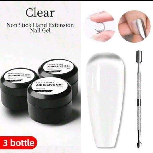 セルフジェルネイルガムジェル3本入り 爪先用接着剤 10ml 速乾性 アクリルネイル専用 持続力強め デッドスキンプッシャー