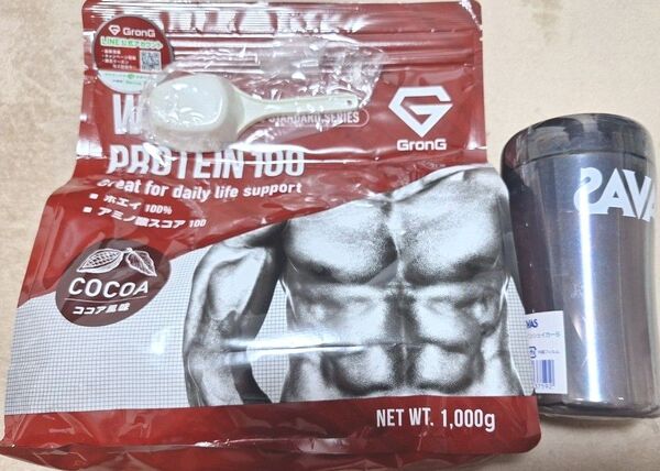 グロング プロテイン ココア味1kg+ザバスシェイカー