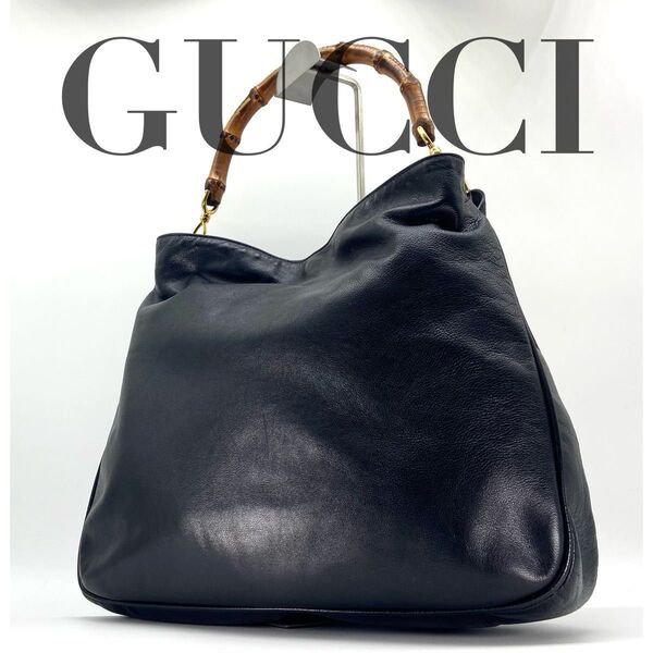 GUCCI グッチ バンブーショルダーバッグ 2way レザー ブラック 保存袋付き